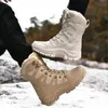 Stiefel Warme Plüsch-Schneestiefel Männer Schnüren Lässige High-Top-Herrenstiefel Wasserdichte Winterstiefel Anti-Rutsch-Stiefeletten Armee-Arbeitsstiefel 231216