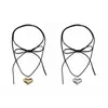 Colliers pendentif amour chaîne de clavicule tempérament simple collier de corde noire réglable