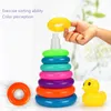 Intelligence toys Animal Rainbow Stacking Ring Tower Stapelring Kids Montessoris Toys Early Education Teaching Aids Wood Baby Gift Stack 231215