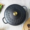 SOUP STOCK POTS 28 cm Flower Relief Dutch Oven Black Nonsticks Cast Iron Pot With Lid Nurbs Casserole Kitchen Accessories Cooking Tools 231215