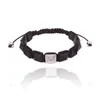 Strang Natürliche Schwarze Onxy Stein Pyramide Spike Zicron Perlen Geflochtene Punk Makramee Armband Für Männer Frauen Schmuck