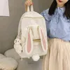 Kawaii Bunny Backpack Japanese White High School Girl School Bag 3D Rabbit Tail Bag Large Capacity Waterproof Female Bag Mochila Y235b