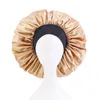 Nya kvinnor extra stor satin på motorhuven Solid Sleeping Hat Night Sleep Cap Hårvård Hårskydd Flätor Curly Straight Hair Salon