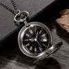 Pocket Watches Roman Numerals Quartz Watch Men Women Hollow Case Steampunk Vintage Pendant Necklace Gifts for 231216