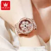 Women's Watches OLEVS Women Watches 360 Rotate Dial Fashion Flash Diamond Snowflake Wrist Watch for Ladies Leather Strap Waterproof Reloj MujerL231216