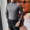 Herrtröjor Autumn Winter Turtleneck Fashion Simple Slim tröja män Kläder Hög krage avslappnad tröjor Knit skjorta brittiska