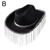 Berets Glitter Spiegel Disco Cowboy Hut Klassische Ball Mode für Cowgirl Party Dekoration U0G7