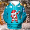 Herrtröjor tröjor jul huva för män 3D Santa Claus tryck hoodies Autumn Winter Long Sleeve Sweatshirt Casual Top Ordized Men Clothing 231216