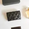 Carteira de luxo feminina marca bolsa titular do cartão clássico padrão carteiras caviar pele carneiro material carteira para meninas