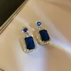 Dangle Chandelier Huitan Gorgeous Green Blue Cubic Zirconia Earring for Wedding Party Gold Color Modern Fashion Female Jewelry 231216