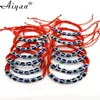 Bangle 12Pieces Turkish Resin Eye Beads For Men And Women Good Luck Exorcism Thread Woven Bracelets Show Friendship Can Given As a Gift 231215