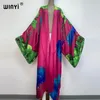 Abiti 2022 Winyi Afica Boho Stampa Abito lungo Bikini Copricostumi Donna Abiti estivi Abbigliamento da spiaggia Costume da bagno Cover Up Kaftan Kimono