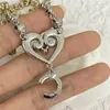 Designer Luxurious Classic Brass Necklace French Brand Double Letter Heart Inlaid Rhinestone High Quality Copper Ladies Charm Jewelry Deliver Mother Fashion Gift