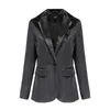 Kvinnors kostymer Blazer's Velvet Suit Blazer One Button Vneck Jacket för Autumn Winter Wear Formal Slim Female Coat Tops Business Occasions 231215