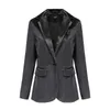 Trajes de mujer Blazer Traje de terciopelo Blazer Chaqueta con cuello en V de un botón para otoño Ropa de invierno Abrigo formal delgado para mujer Tops Ocasiones de negocios 231215