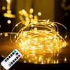 Fjärrkontroll Fairy Lights Copper Wire Timer LED String Lights Garland Jul Decoration Lights USB Batteridriven 5 10 20M Y230T