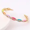 Bangle High Quality CZ Pastel Enamel Bracelet For Women Gold Color Rainbow Colorful Summer Jewelry312z
