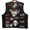 Herrvästar Herrmotorcykelläderväst Enkelt bruten kort broderad ärmlös västmästning Jackor Biker Punk Vest för män 231216