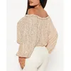 Women's Blouses Long Sleeve Sequin Tops For Women Off The Shoulder Glitter Sparkly Dressy Party Shirts Holiday Evening