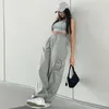 女性用パンツ2023秋のゆるいレースアップストリートトレンドストレートレギンス