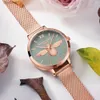 Montres femme Hannah Martin 2023 nouvelles femmes montre de luxe or Rose 31mm classique décontracté fille robe montre Bracelet ensemble 3D gravé abeille cadran horloge L231216