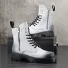 Bottes Mode britannique hommes blanc Chelsea bottes tendance haut mâle hauteur augmentant plate-forme courte mi-mollet moto Botas 38-44 231216