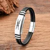 Charme pulseiras pulseira de aço inoxidável para homens multi-camada trançada corda de couro artesanal jóias hip-hop punk 2024