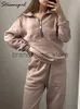 Women's Two Piece Pants Gray Thick Warm Women Tracksuit 2 Piese Set Winter Pink Fleece Sweatpants And Sweatshirts Purple Suit Set Women Pants Set Ladies J231216