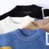 メンズセーター冬の格子縞のメンズセーターハラジュクストリートウェアニットセーターカジュアルoネックホワイトオスプルオーバーファッションメンズ服3xl-m 231215