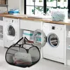 Sacos de lavanderia saco portátil grande cesta de lavagem cesto para roupas sujas capacidade cestas de armazenamento de brinquedos malha