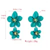 Dangle Oorbellen Boho Leuke Roze Bloem Voor Vrouwen Koreaanse Sieraden Kinderen Meisjes Geschenken Mode Groen Blauw Drop Earring Groothandel