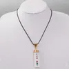 Pendant Necklaces Ladies Natural White Rectangular Stone Inlay Multicolor Rhinestone For Women Black Leather Rope Chain Necklace