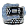 Heren ontwerper riem Bb Simon riemen voor dames glanzende diamanten riem zwart op blauw wit meerkleurig met bling strass 80YJ