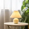 Novelty Items PHYVAL Korean Pleated Table Lamp Ceramicrattan Table Lamp For Living Room Home Decoration Tricolor LED Bulb Vintage Bedside Lamp 231216