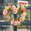 Decorative Flowers Valentines Heart Wreath Artificial Wreaths Silk Exquisite Simulation Garland For Wedding Engagement Party Decor