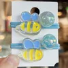 Haarschmuck 2PCS Set Farbe Cartoon Kirsche Biene Schmetterling Langes Gummiband für Mädchen Niedliche Fee Fancy Pferdeschwanz Gummibänder Mode Geschenk