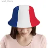 Wide Brim Hats Bucket Hats 2022 New Summer French Flag France Bucket Hats for Women Men Beach Foldable Bob Fishing Hats Boonie HatL231216