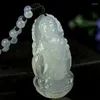 Pendentif Colliers Naturel Blanc Jade Guanyin Collier de perles Hommes Femmes Bouddhiste Lucky Amulette Feng Shui Charms Bijoux Accessoires