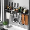 Punch- Organizzatore da cucina Multifunzionale a parete Scaffale portaoggetti Kichen Portaspezie Accessori in alluminio 220409266t