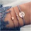 Bracciali a catena 30 Stile Boho Bangle Elefante Cuore Conchiglia Stella Luna Fiocco Mappa Bracciale con perline di cristallo Fascino da donna Gioiello da sposa Dhlxz