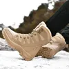 Stiefel Warme Plüsch-Schneestiefel Männer Schnüren Lässige High-Top-Herrenstiefel Wasserdichte Winterstiefel Anti-Rutsch-Stiefeletten Armee-Arbeitsstiefel 231216