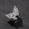 Mariposa CZ Anillos de diamantes Micro pavimentado Iced Out Cubic Zircon Moda para hombre Hip Hop Anillo de oro Jewelry205c