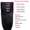 Syntetiskt 120g 8piececlip Style Hair 10 till 26 tum Brasilianska remi Straight Natural Black 4 613 Färger 231215