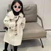 Manteau bébé fille princesse corne de vache bouton laine à capuche enfant hiver coton rembourré veste épaisse vêtements d'extérieur chauds 3 7Y 231215