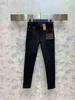 Jeans da donna firmati Fashion Design Patchwork in pelle a vita alta Donna Colore nero Streetwear Pantaloni in denim casual larghi 75CG