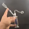 Small Mini Hookah Glass Oil Burner Bong with Matrix Perc LED Light Smoking Water Pipe with Snuff Snorter Sniffer Recycler Ice Catcher Bong with 10mm Male Oil Bowl Pot