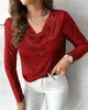 Women's T Shirts kläder långärmad knapp Pullover 2023 enkel mångsidig casual cowl nack mode trend allover paljett design topp