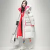 Parkas d'hiver pour femmes Parka à capuche longue 90% duvet de canard blanc manteau femmes brillant imperméable épais vêtements amples Parka chaude doudoune de neige 231215