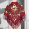 Шарфы Женщины Шаль Напал цветочный принт с бахромой элегантный теплый шарф для пожилых людей среднего возраста в осенней зиме