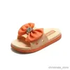 Pantoufles Pantoufles pour filles avec nœud papillon, chaussures d'extérieur pour enfants, grandes chaussures de plage en cristal à la mode, diapositives pour filles, chaussures d'intérieur E04083 R231216